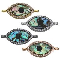 Brass Connector, with Abalone Shell, Horse Eye, plated, mosaic & evil eye pattern & micro pave cubic zirconia & 1/1 loop Approx 1mm 