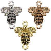 Cubic Zirconia Micro Pave Brass Connector, Bee, plated, micro pave cubic zirconia & 1/1 loop Approx 1.5mm 