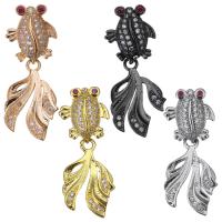 Animal Brass Pendants, Goldfish, plated, micro pave cubic zirconia Approx 