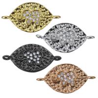 Cubic Zirconia Micro Pave Brass Connector, Horse Eye, plated, micro pave cubic zirconia & 1/1 loop Approx 1mm 