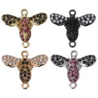 Cubic Zirconia Micro Pave Brass Connector, Bee, plated, micro pave cubic zirconia & 1/1 loop Approx 1mm 