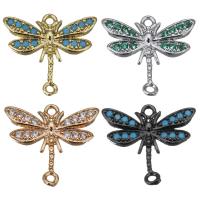 Cubic Zirconia Micro Pave Brass Connector, Dragonfly, plated, micro pave cubic zirconia & 1/1 loop Approx 1mm 