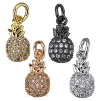 Cubic Zirconia Micro Pave Brass Pendant, Pineapple, plated, micro pave cubic zirconia Approx 2mm 