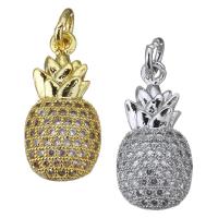 Cubic Zirconia Micro Pave Brass Pendant, Pineapple, plated, micro pave cubic zirconia Approx 3mm 