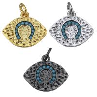 Cubic Zirconia Micro Pave Brass Pendant, Horse Eye, plated, micro pave cubic zirconia Approx 3mm 