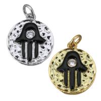 Cubic Zirconia Micro Pave Brass Pendant, Flat Round, plated, micro pave cubic zirconia & enamel Approx 3mm 