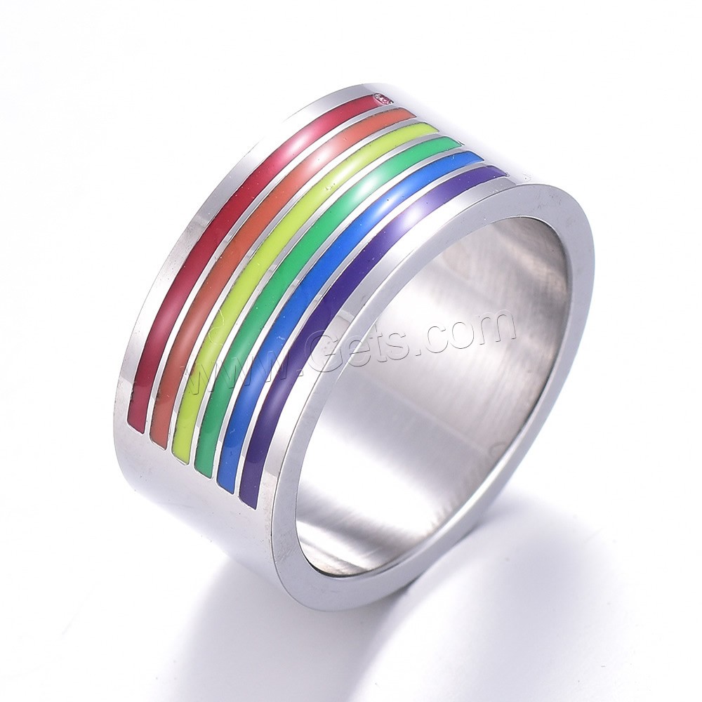 Enamel Stainless Steel Finger Ring, Unisex & different size for choice, original color, 10mm, Sold By PC