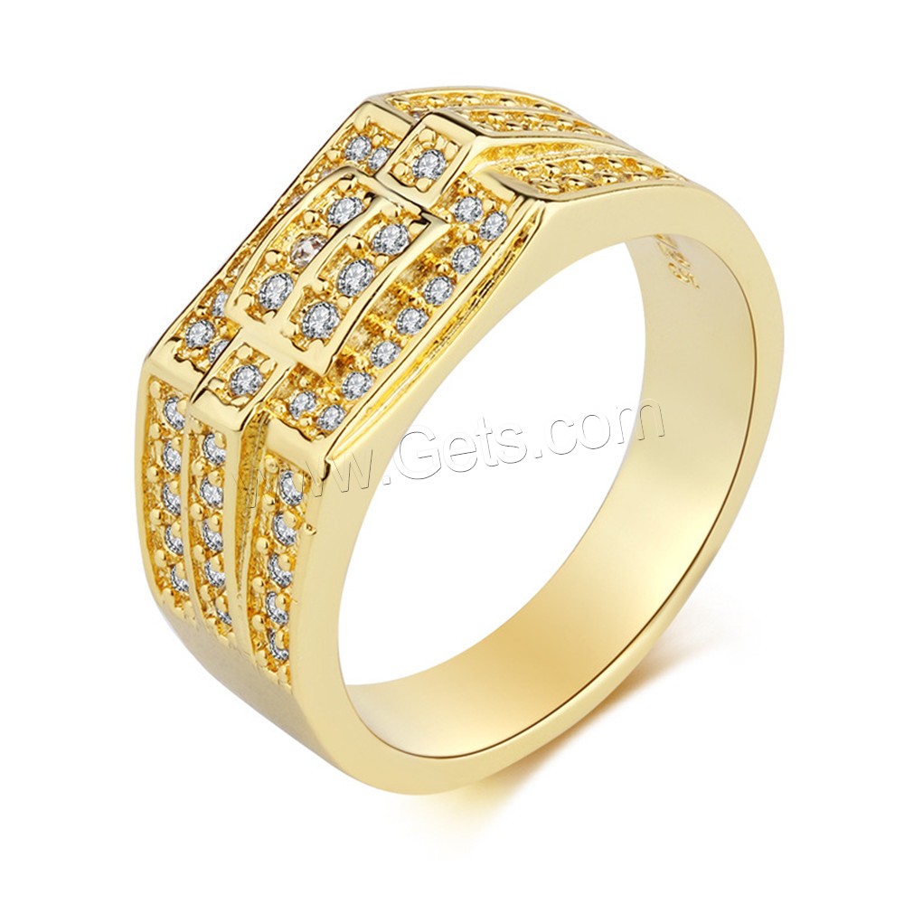 alliage de zinc bague, Placage de couleur d'or, normes différentes pour le choix & pour homme & avec strass, 9.4mm, Vendu par PC