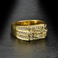 alliage de zinc bague, Placage de couleur d'or, normes différentes pour le choix & pour homme & avec strass, 9.4mm, Vendu par PC