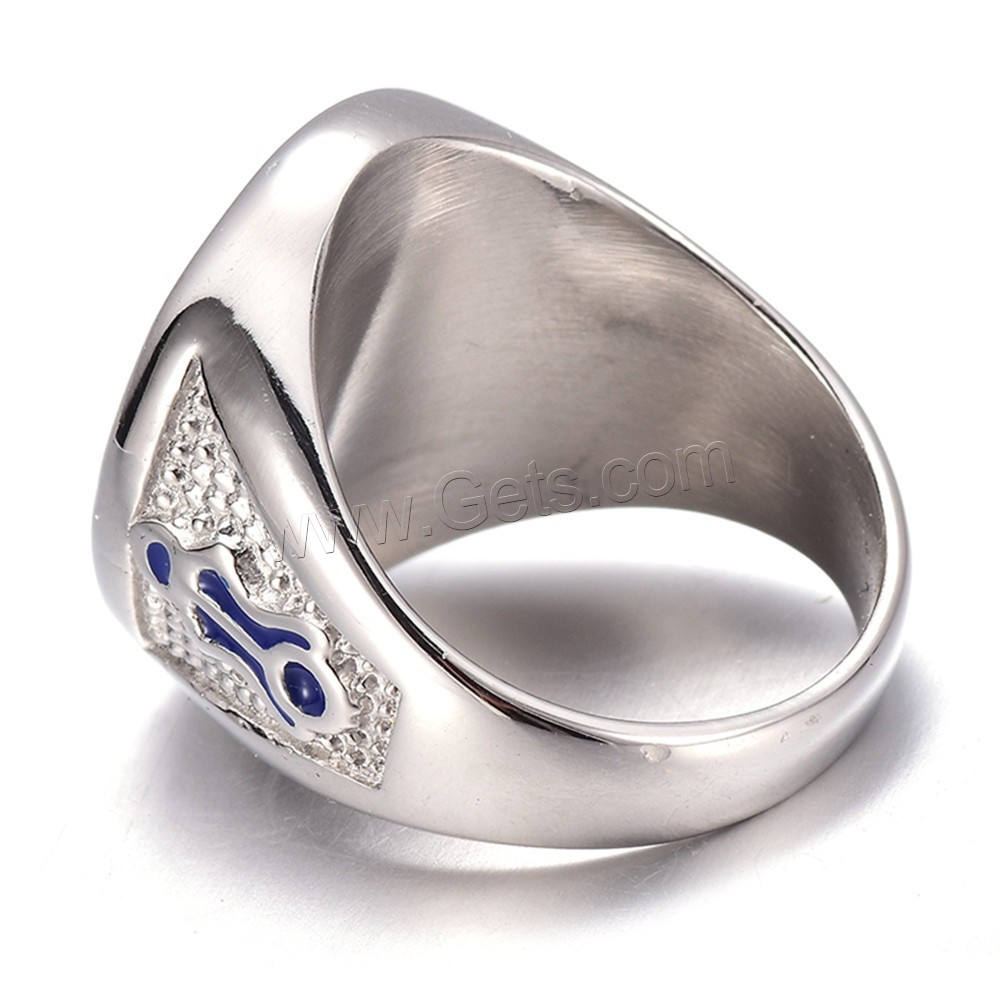 alliage de zinc bague, Placage, normes différentes pour le choix & avec le motif de lettre & pour homme & émail, 23mm, Vendu par PC