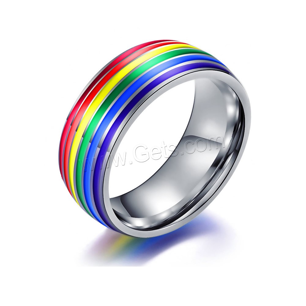 Titanium Steel Finger Ring, Unisex & different size for choice & enamel, original color, 8mm, Sold By PC