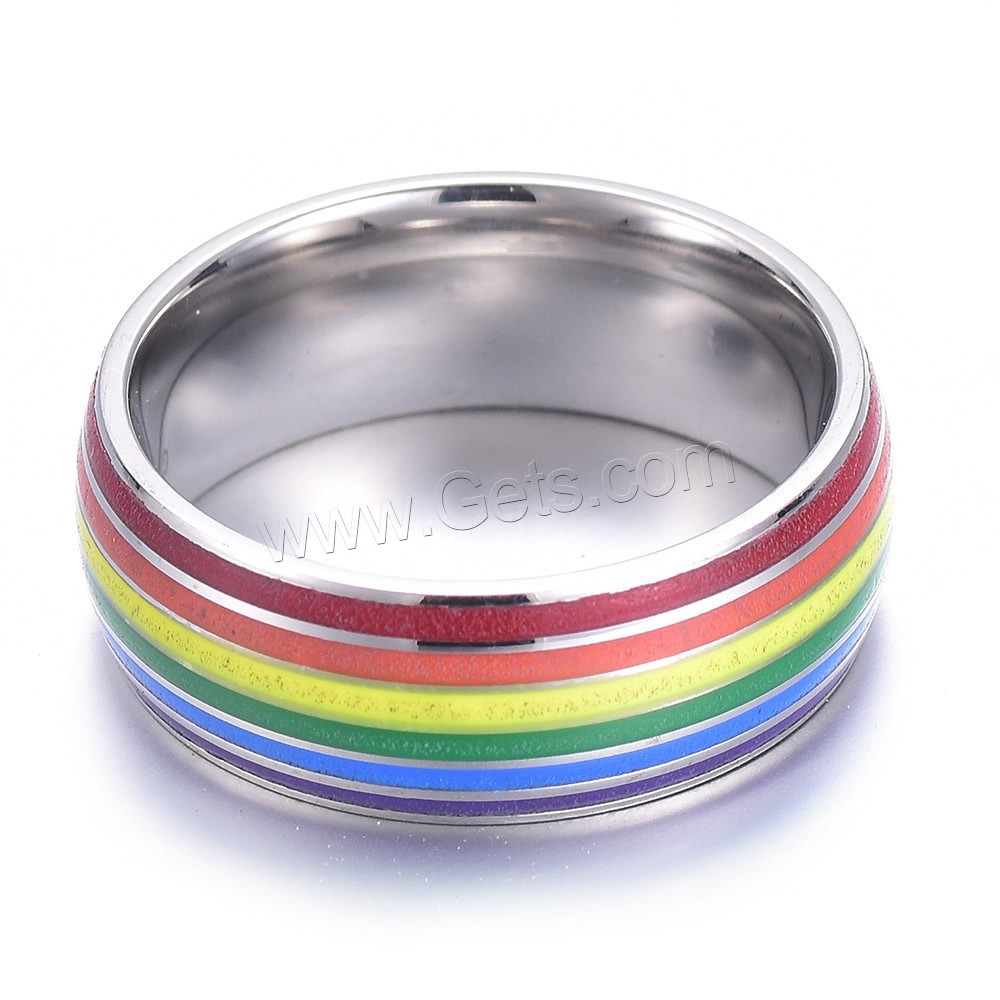 Titanium Steel Finger Ring, Unisex & different size for choice & enamel, original color, 8mm, Sold By PC