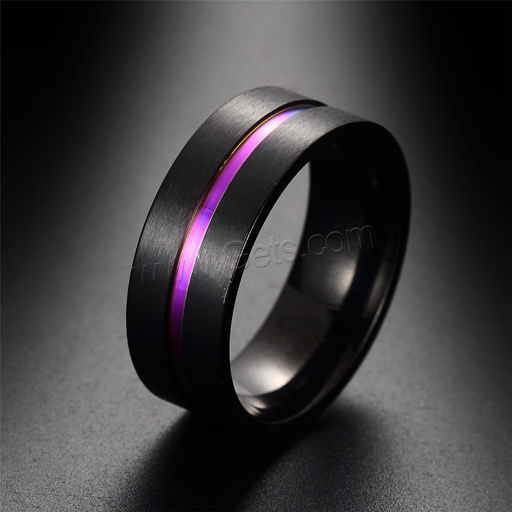 Stainless Steel Finger Ring, black ionic, Unisex & different size for choice, 8mm, Sold By PC