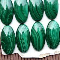 Malachite Cabochon, Oval, flat back, green 