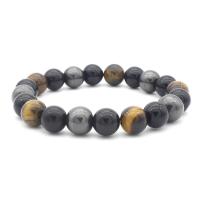 Black Obsidian Bracelet, with Tiger Eye, Unisex, 10mm Approx 7.8 Inch 