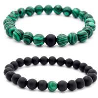 Bracelets de malachite, Abrazine Stone, avec Malachite, différents matériaux pour le choix & unisexe, 8mm Environ 7.6 pouce, Vendu par brin