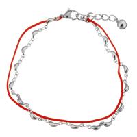 Edelstahl Charm Armband, mit Nylonschnur, mit Verlängerungskettchen von 1.5Inch, mit Glocke & für Frau & 2 strängig, originale Farbe, 10x3mm, 4x2.5mm, 1mm, Länge:ca. 8 ZollInch, verkauft von Strang