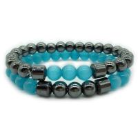 Oeil de chat bracelet, avec Hématite, différents matériaux pour le choix & unisexe, 8mm Environ 7 pouce, Vendu par brin