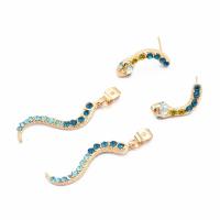 Zinc Alloy Split Earring, Snake, gold color plated, for woman & with rhinestone 