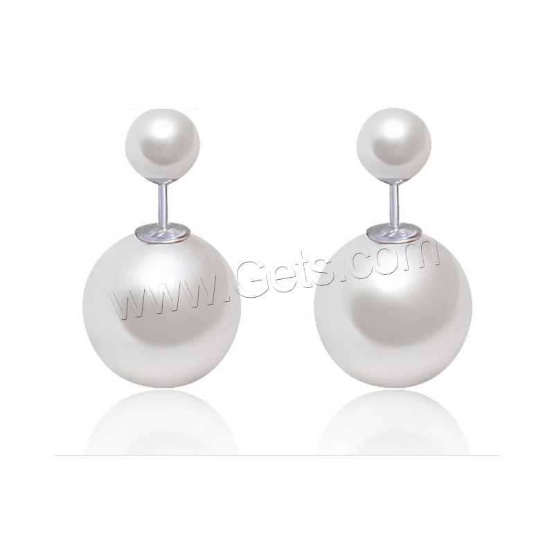 Argent sterling 925 Stud Double Face, avec Shell Pearl, normes différentes pour le choix & pour femme, Vendu par paire