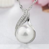 Argent sterling 925 Pendentif, avec Shell Pearl, Placage, pavé de micro strass & pour femme, plus de couleurs à choisir Environ 3-5mm, Vendu par PC