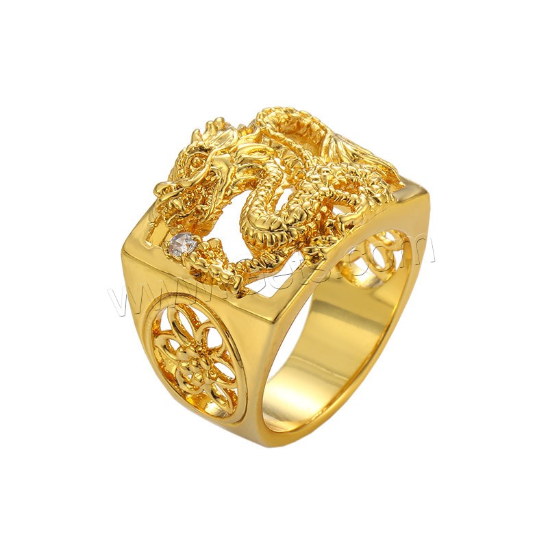 Copper Alloy Finger Ring, gold color plated, different size for choice & for man & with rhinestone, Sold By PC