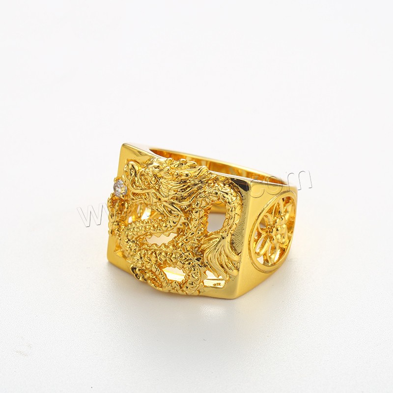 Copper Alloy Finger Ring, gold color plated, different size for choice & for man & with rhinestone, Sold By PC