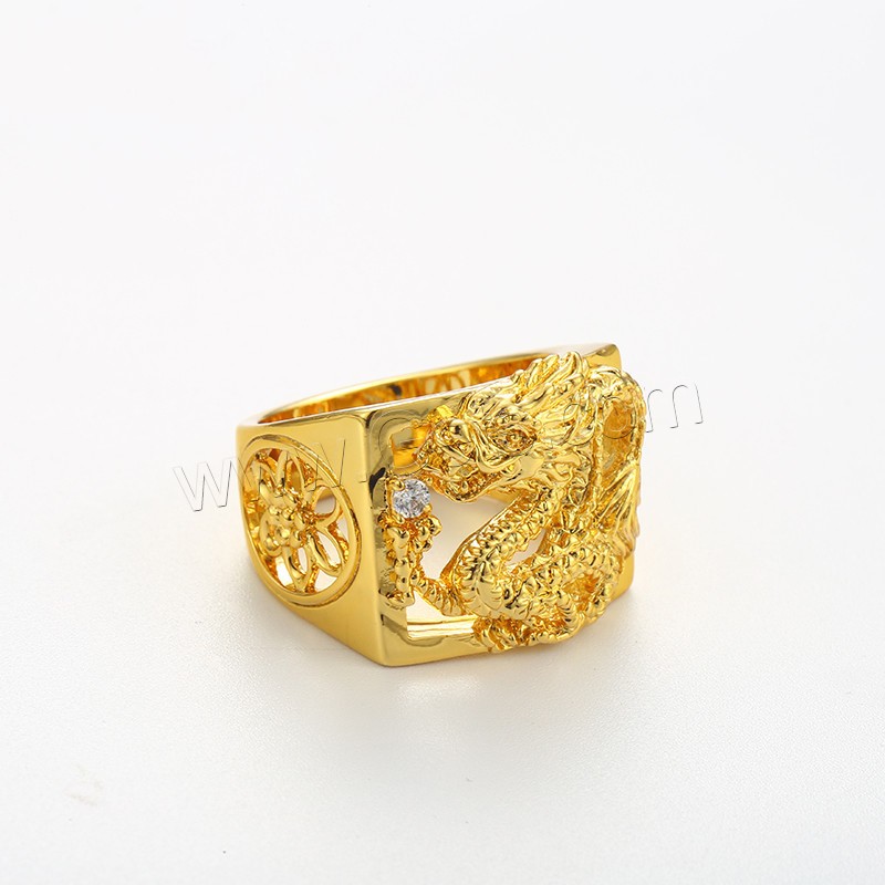 Copper Alloy Finger Ring, gold color plated, different size for choice & for man & with rhinestone, Sold By PC