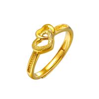 Zinc Alloy Finger Ring, Heart, gold color plated, for woman, 8mm, US Ring 