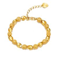 Aleación de cobre Pulsera, con 1.37inch extender cadena, chapado en color dorado, para mujer, longitud:aproximado 6.7 Inch, Vendido por Sarta