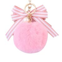 Peluche porte-clés, avec perle de plastique & alliage de zinc, Plaqué de couleur d'or rose, Mignon & avec une décoration de noeud à boucles & avec strass, plus de couleurs à choisir Vendu par PC