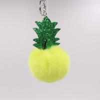 Peluche porte-clés, avec cuir PU & fer, ananas, Placage de couleur argentée, plus de couleurs à choisir, 80mm, Vendu par PC