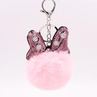 Peluche porte-clés, avec Paillettes & fer, Noeud papillon, Placage de couleur argentée, unisexe, plus de couleurs à choisir, 80mm, Vendu par PC