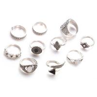 Zink-Legierung Ring Set, Zinklegierung, plattiert, für Frau, Größe:4.5-7, 10PCs/setzen, verkauft von setzen