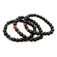 Abrazine Stone Bracelet, with Lapis Lazuli & Lava & Tiger Eye & Red Agate & Zinc Alloy, gun black plated & Unisex & anti-fatigue, 8mm Approx 7 Inch 