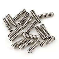 Abalorios de Aleación de Zinc Tubo, chapado en color de plata antigua, libre de plomo & cadmio, 14x4mm, agujero:aproximado 2mm, 100T/Bolsa, Vendido por Bolsa