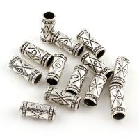 Abalorios de Aleación de Zinc Tubo, chapado en color de plata antigua, libre de plomo & cadmio, 14x6mm, agujero:aproximado 4mm, 100T/Bolsa, Vendido por Bolsa