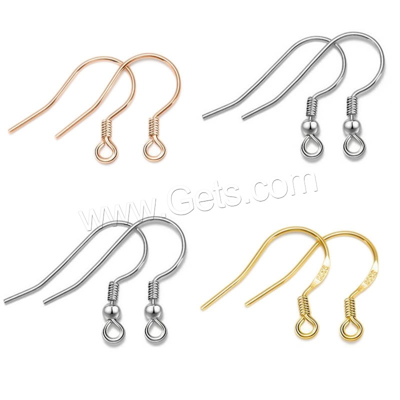 Sterling Silver Hook Earwire, 925 Sterling Silver, plated, different styles for choice, more colors for choice, 0.65mm, Sold By Pair