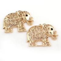 Colgantes Animales de Aleación de Zinc, Elefante, chapado en color dorado, con diamantes de imitación, 65x48x9mm, agujero:aproximado 2mm, Vendido por UD