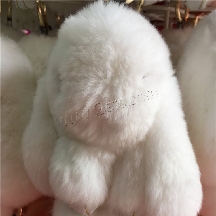 Rex Rabbit Fur porte-clés, avec fer, lapin, Placage de couleur d'or, Mignon & normes différentes pour le choix, plus de couleurs à choisir, 150mm, 180mm, Vendu par PC