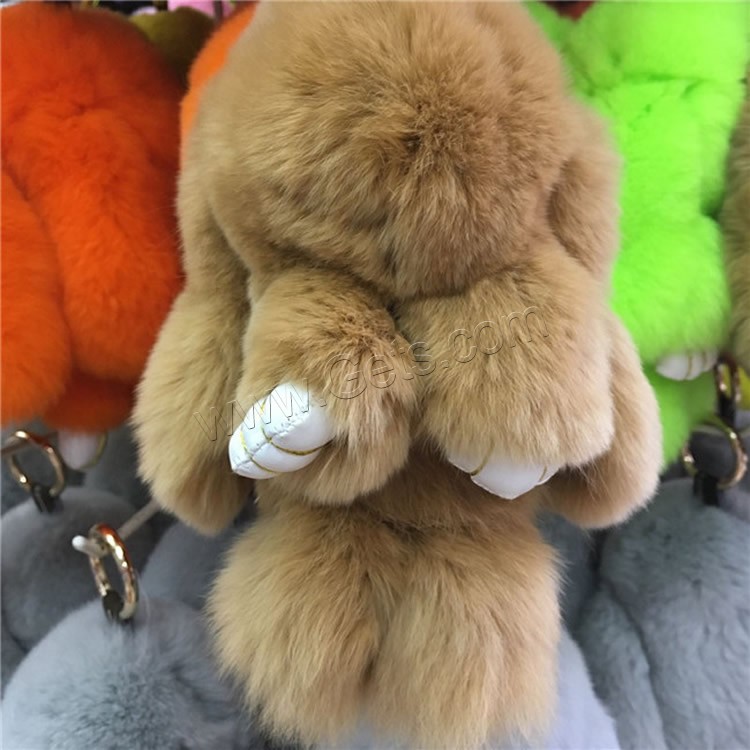 Rex Rabbit Fur cadena para llaver, con fundición, Conejo, chapado en color dorado, Lindo & diverso tamaño para la opción, más colores para la opción, 150mm, 180mm, Vendido por UD