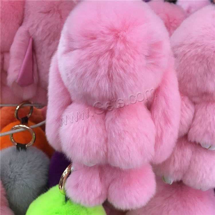 Rex Rabbit Fur porte-clés, avec fer, lapin, Placage de couleur d'or, Mignon & normes différentes pour le choix, plus de couleurs à choisir, 150mm, 180mm, Vendu par PC