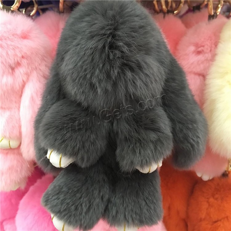 Rex Rabbit Fur porte-clés, avec fer, lapin, Placage de couleur d'or, Mignon & normes différentes pour le choix, plus de couleurs à choisir, 150mm, 180mm, Vendu par PC