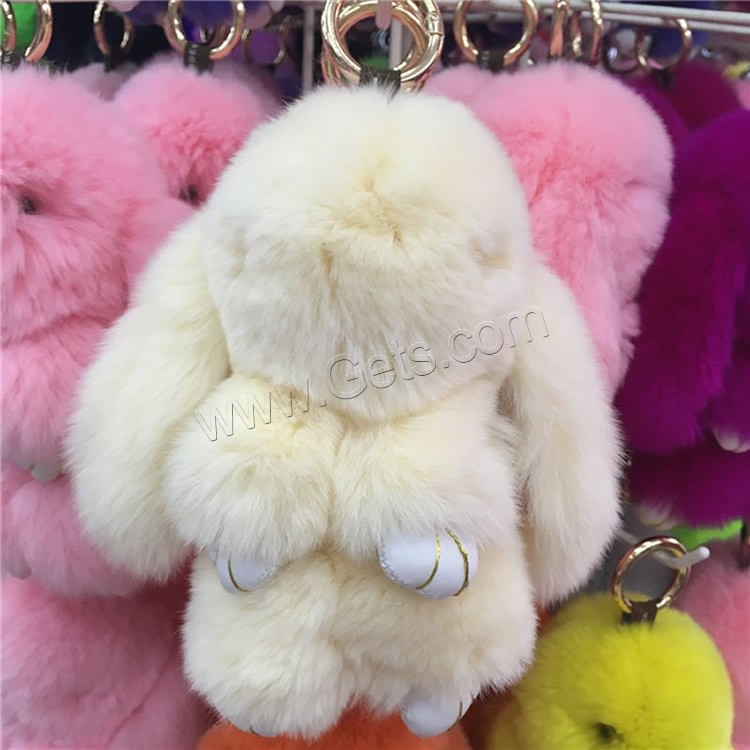 Rex Rabbit Fur porte-clés, avec fer, lapin, Placage de couleur d'or, Mignon & normes différentes pour le choix, plus de couleurs à choisir, 150mm, 180mm, Vendu par PC