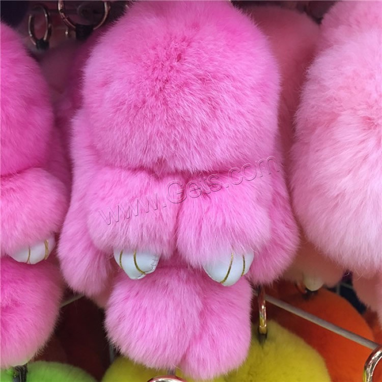 Rex Rabbit Fur porte-clés, avec fer, lapin, Placage de couleur d'or, Mignon & normes différentes pour le choix, plus de couleurs à choisir, 150mm, 180mm, Vendu par PC