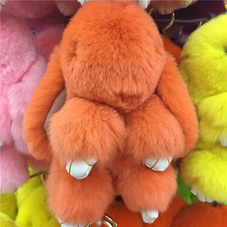 Rex Rabbit Fur porte-clés, avec fer, lapin, Placage de couleur d'or, Mignon & normes différentes pour le choix, plus de couleurs à choisir, 150mm, 180mm, Vendu par PC