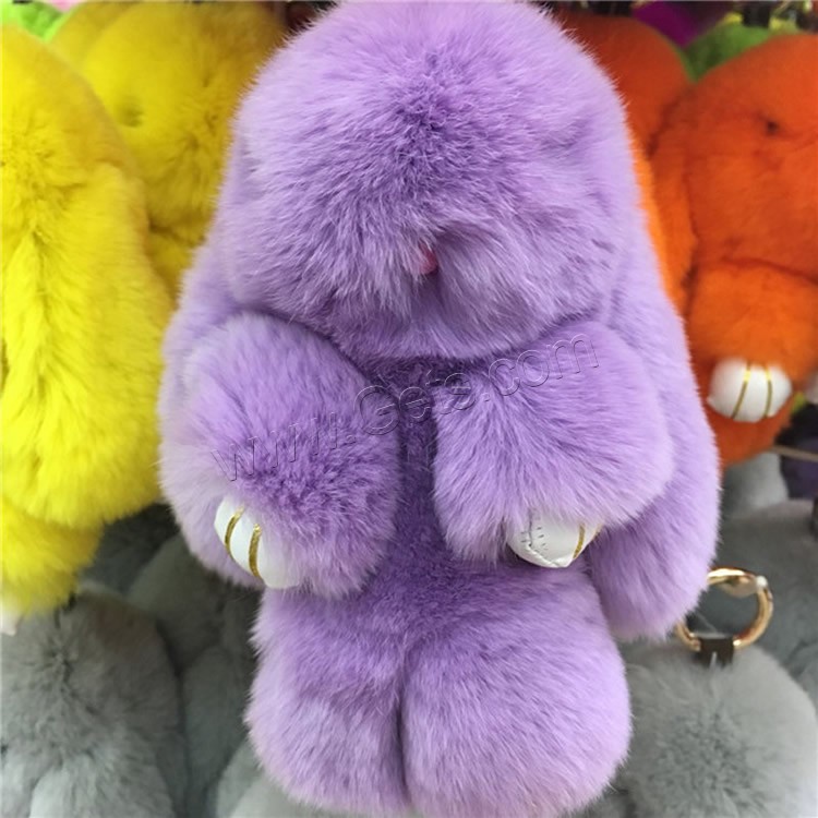 Rex Rabbit Fur porte-clés, avec fer, lapin, Placage de couleur d'or, Mignon & normes différentes pour le choix, plus de couleurs à choisir, 150mm, 180mm, Vendu par PC