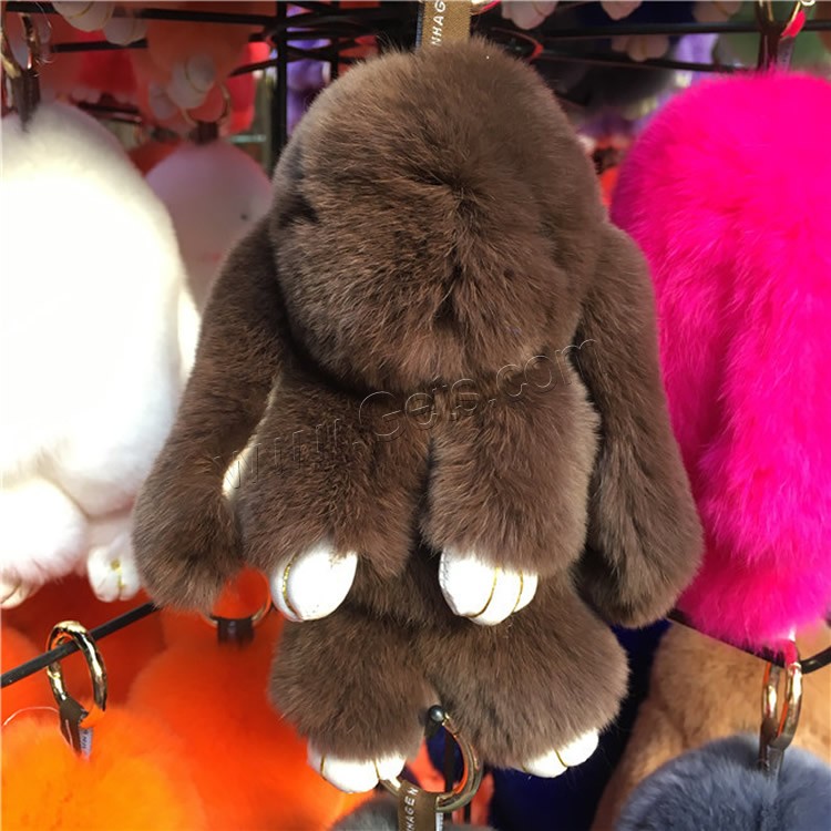 Rex Rabbit Fur porte-clés, avec fer, lapin, Placage de couleur d'or, Mignon & normes différentes pour le choix, plus de couleurs à choisir, 150mm, 180mm, Vendu par PC