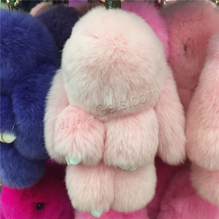 Rex Rabbit Fur porte-clés, avec fer, lapin, Placage de couleur d'or, Mignon & normes différentes pour le choix, plus de couleurs à choisir, 150mm, 180mm, Vendu par PC