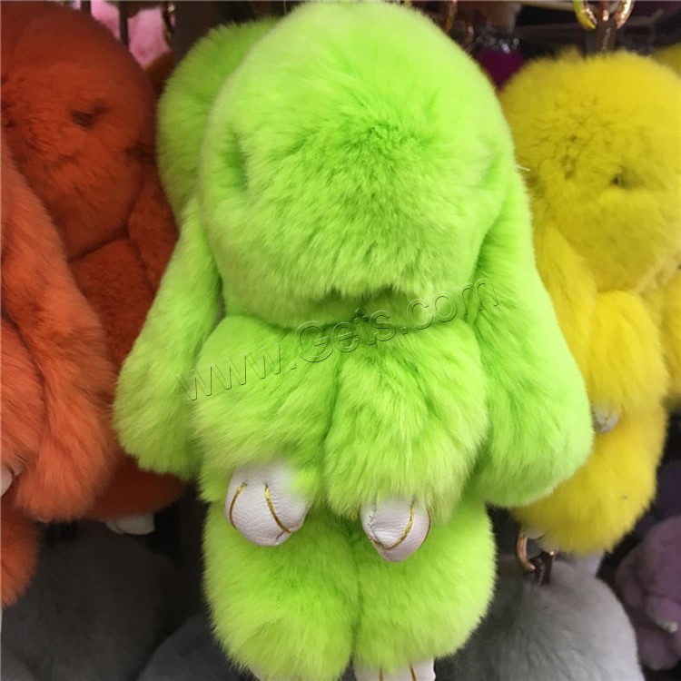 Rex Rabbit Fur cadena para llaver, con fundición, Conejo, chapado en color dorado, Lindo & diverso tamaño para la opción, más colores para la opción, 150mm, 180mm, Vendido por UD